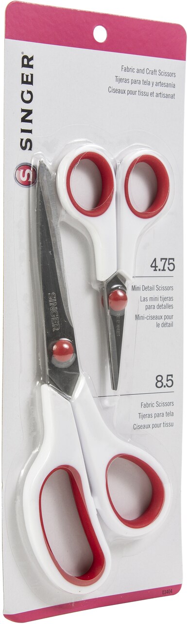 Multipack of 6 - Singer Fabric & Craft Scissors Set W/Comfort Grip  2/Pkg-8.5 Lightweight & 4.75 Detail Scissors